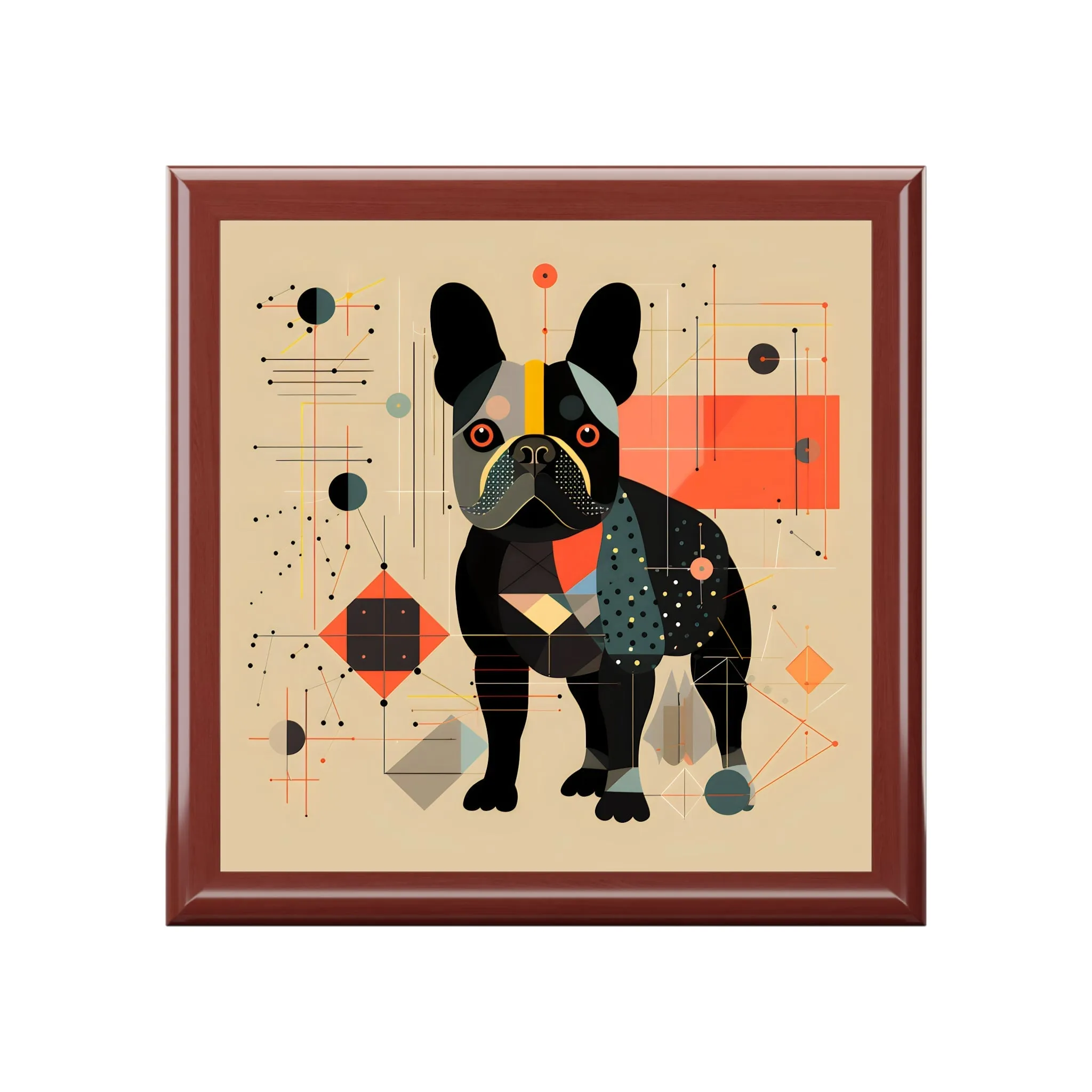 Mid-Century Modern French Bulldog Artwork Gift and Jewelry Box