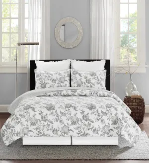 Miriam Slate Reversible Floral King Quilt Set