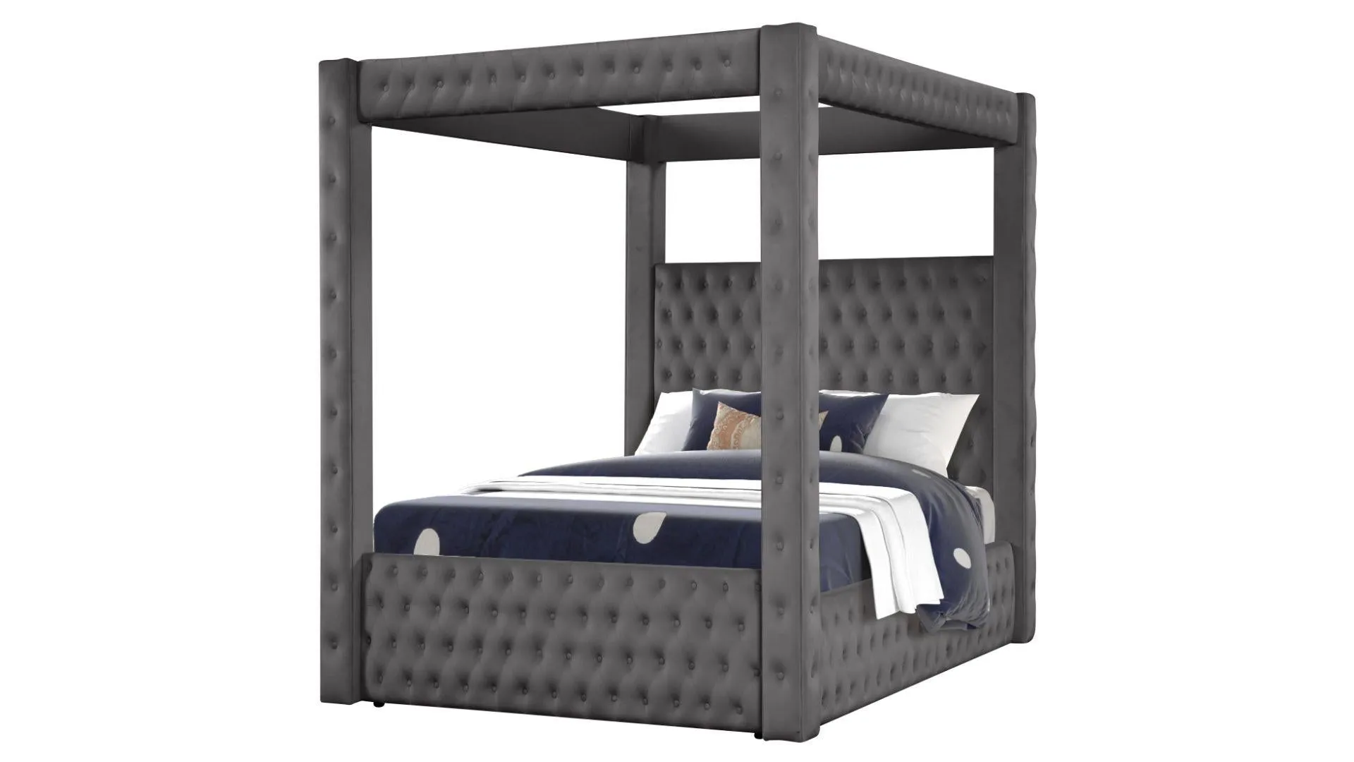 Monica Velvet Canopy Bed Frame