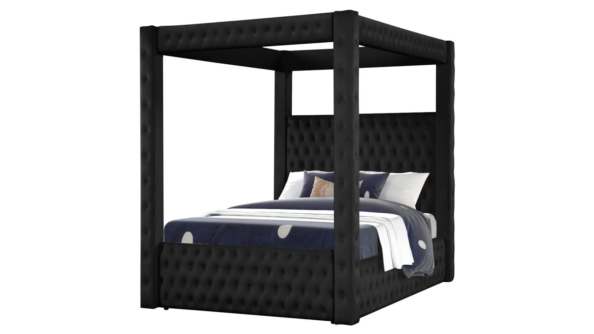 Monica Velvet Canopy Bed Frame