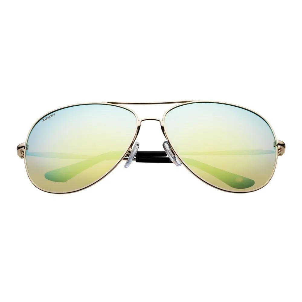 Multi-Green Reflective Polarized Pilot Sunglasses