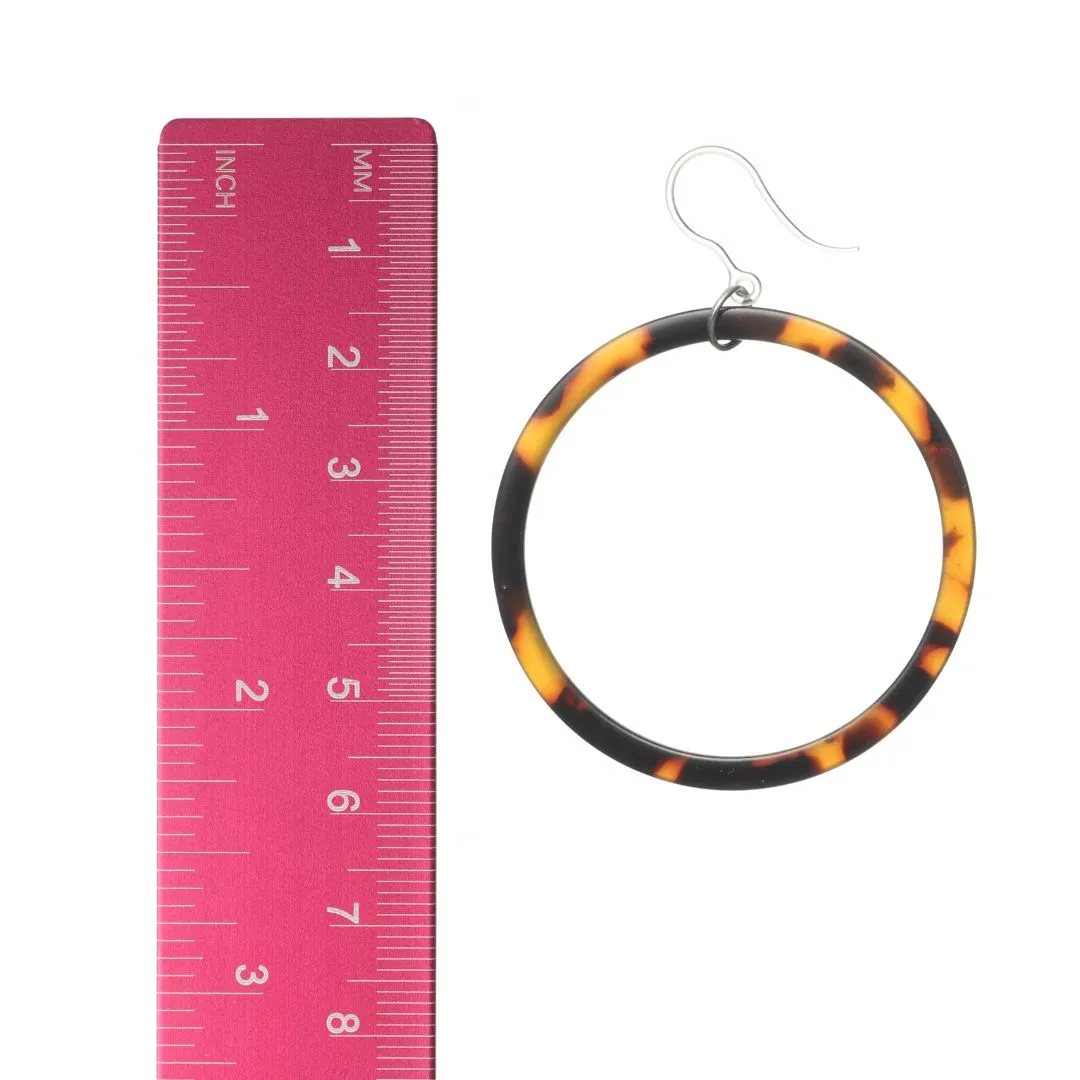 Multicolor Celluloid Hoop Dangles Hypoallergenic Earrings for Sensitive Ears Made with Plastic Posts