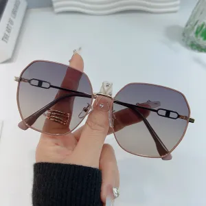 New high-end polarized sunglasses for women without makeup, ins style sunshade and sunscreen sunglasses, trendy metal sunglasses