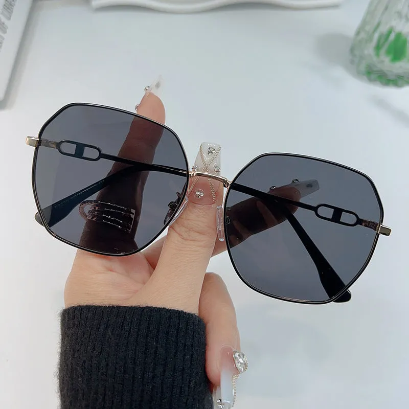 New high-end polarized sunglasses for women without makeup, ins style sunshade and sunscreen sunglasses, trendy metal sunglasses