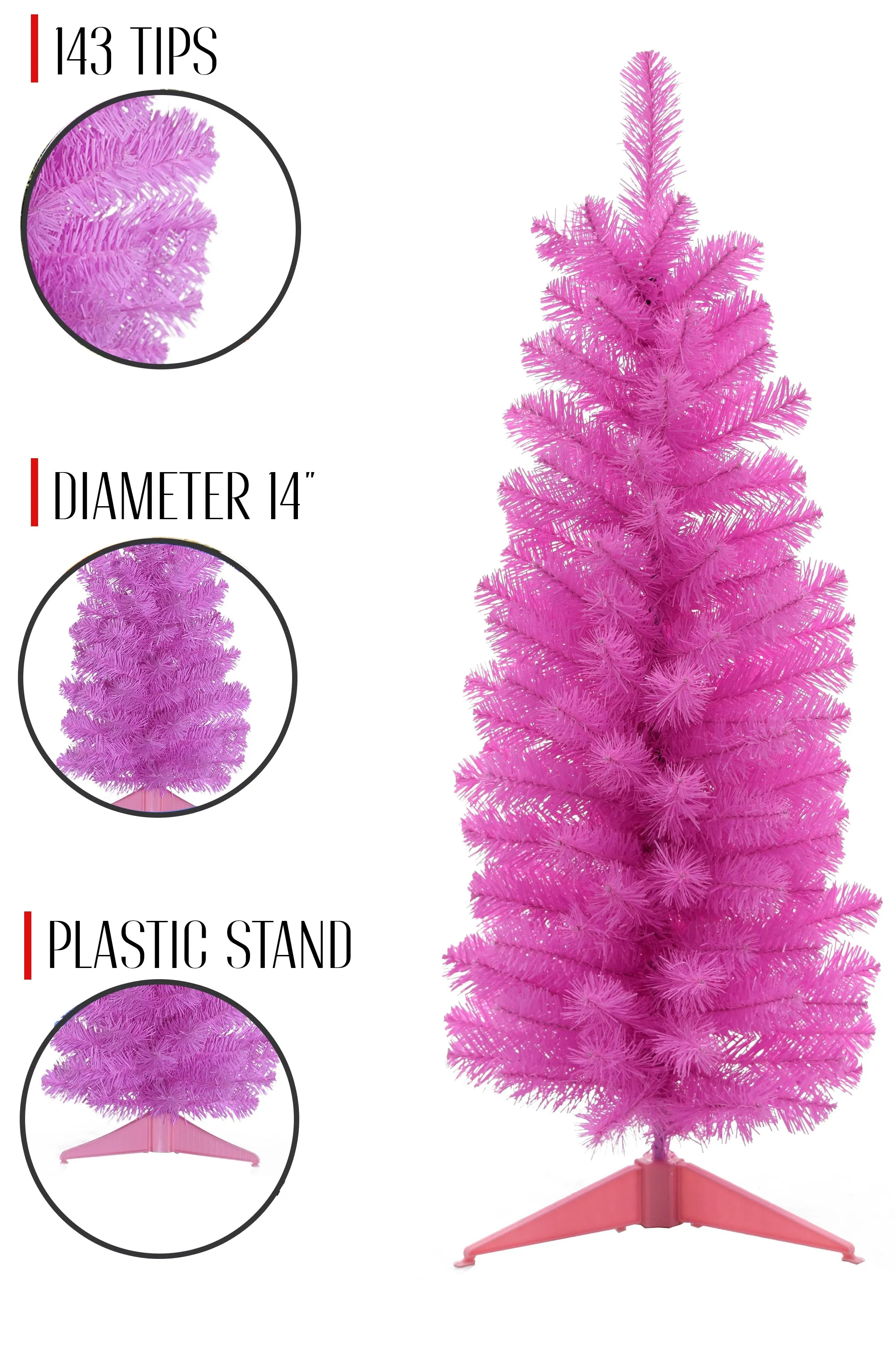 Pink Tabletop Christmas Tree with Stand Tree