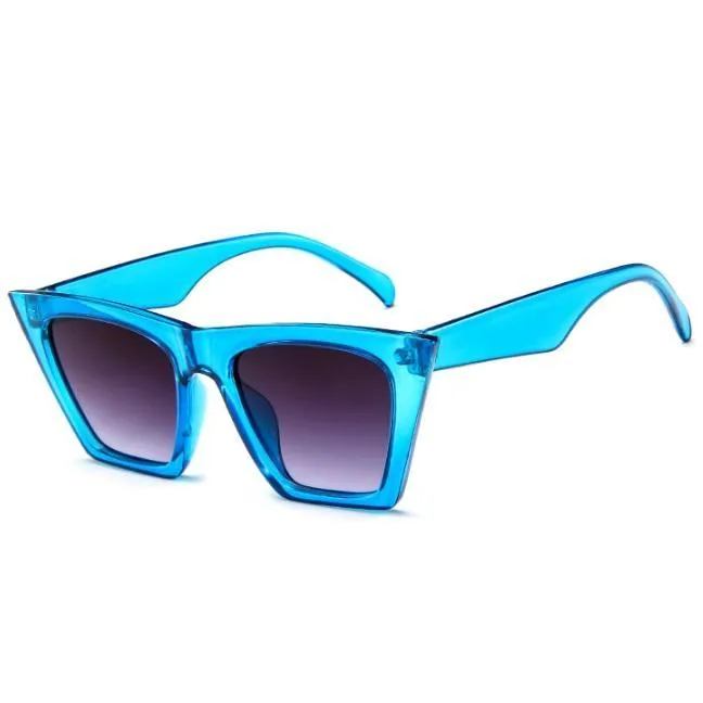 Plastic Frame Rectangular Colorful Sharp Sunglasses