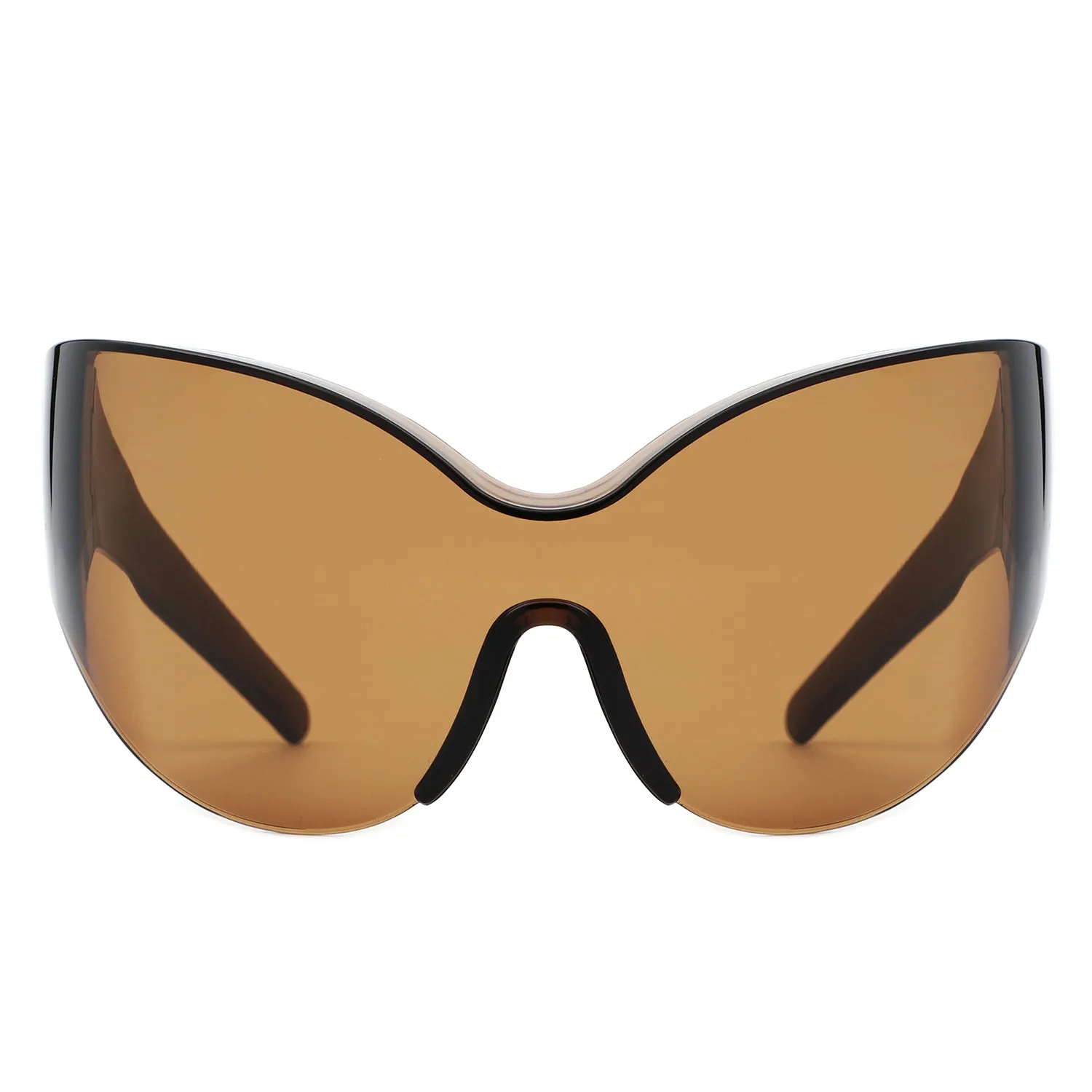 Quirk - Futuristic Oversized Shield Wrap Around Tinted Sunglasses