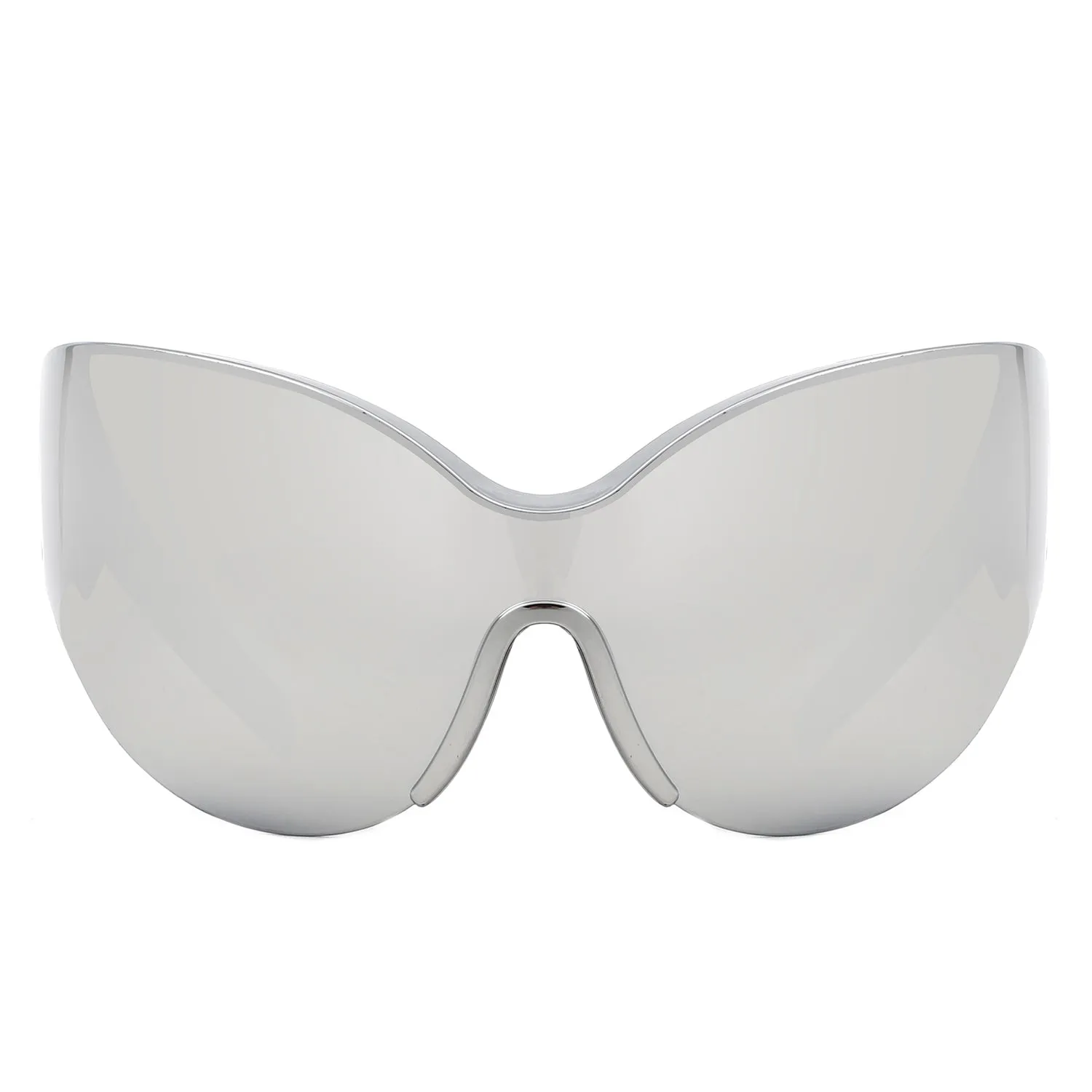 Quirk - Futuristic Oversized Shield Wrap Around Tinted Sunglasses