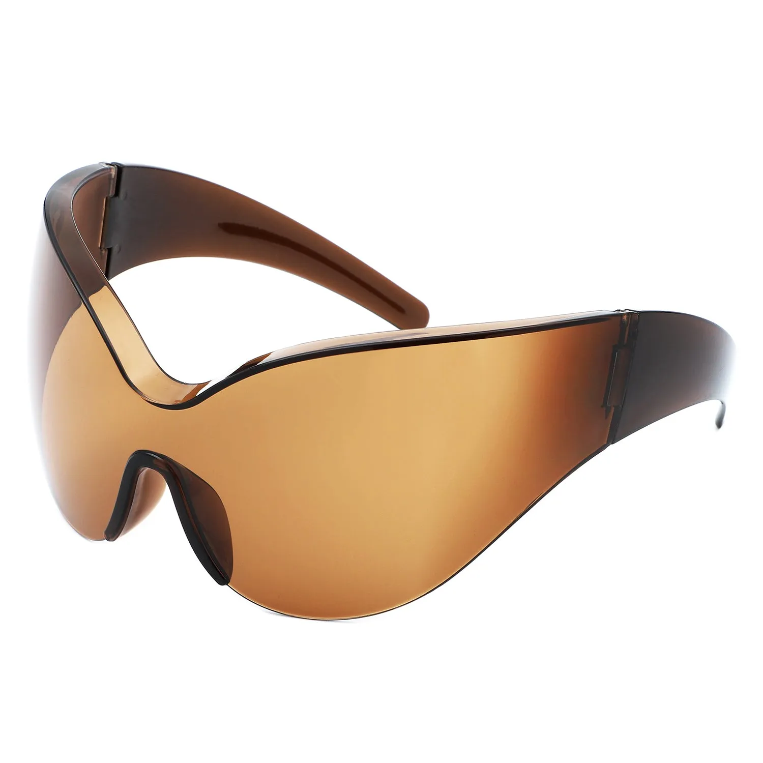 Quirk - Futuristic Oversized Shield Wrap Around Tinted Sunglasses