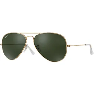 Ray-Ban Aviator Polarized Sunglasses - Gold/Crystal Green