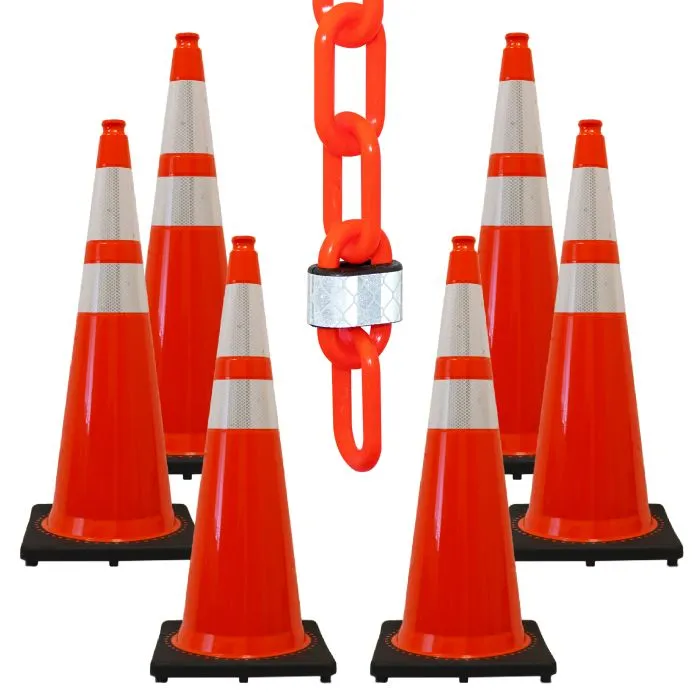 Reflective Traffic Cone and Chain Kit