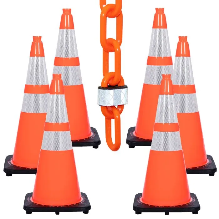 Reflective Traffic Cone and Chain Kit