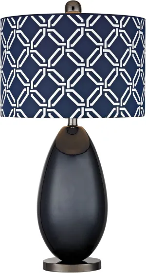 Sevenoakes Table Lamp In Navy Blue and Black Nickel