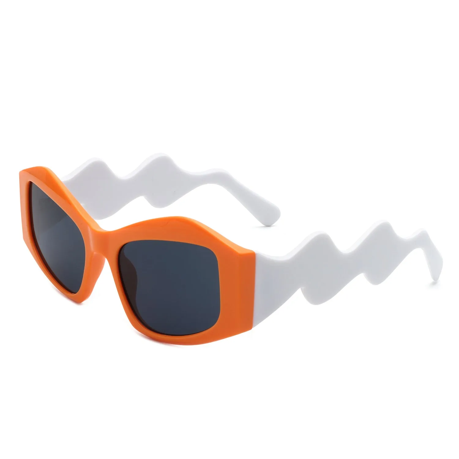 Shimmerz - Oversized Square Irregular Wavy Temple Sunglasses