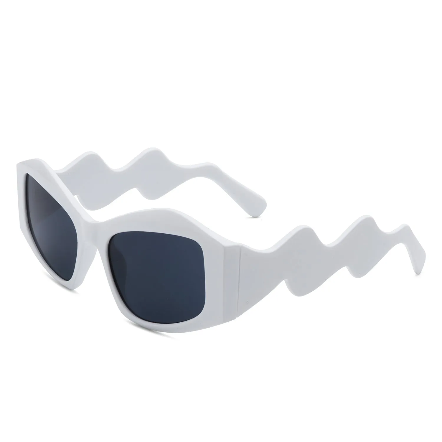 Shimmerz - Oversized Square Irregular Wavy Temple Sunglasses