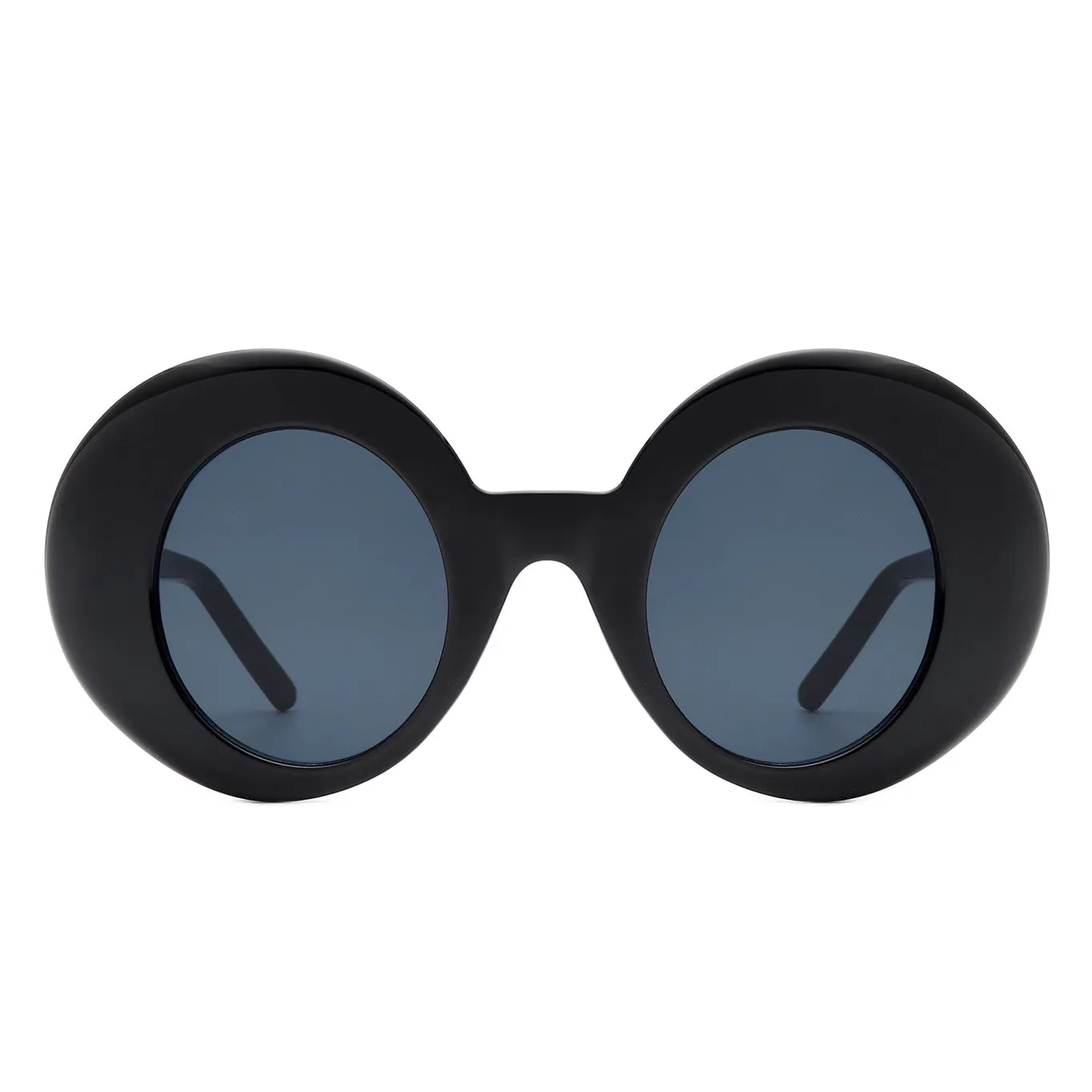 Thick Frame Round Sunglasses - Black