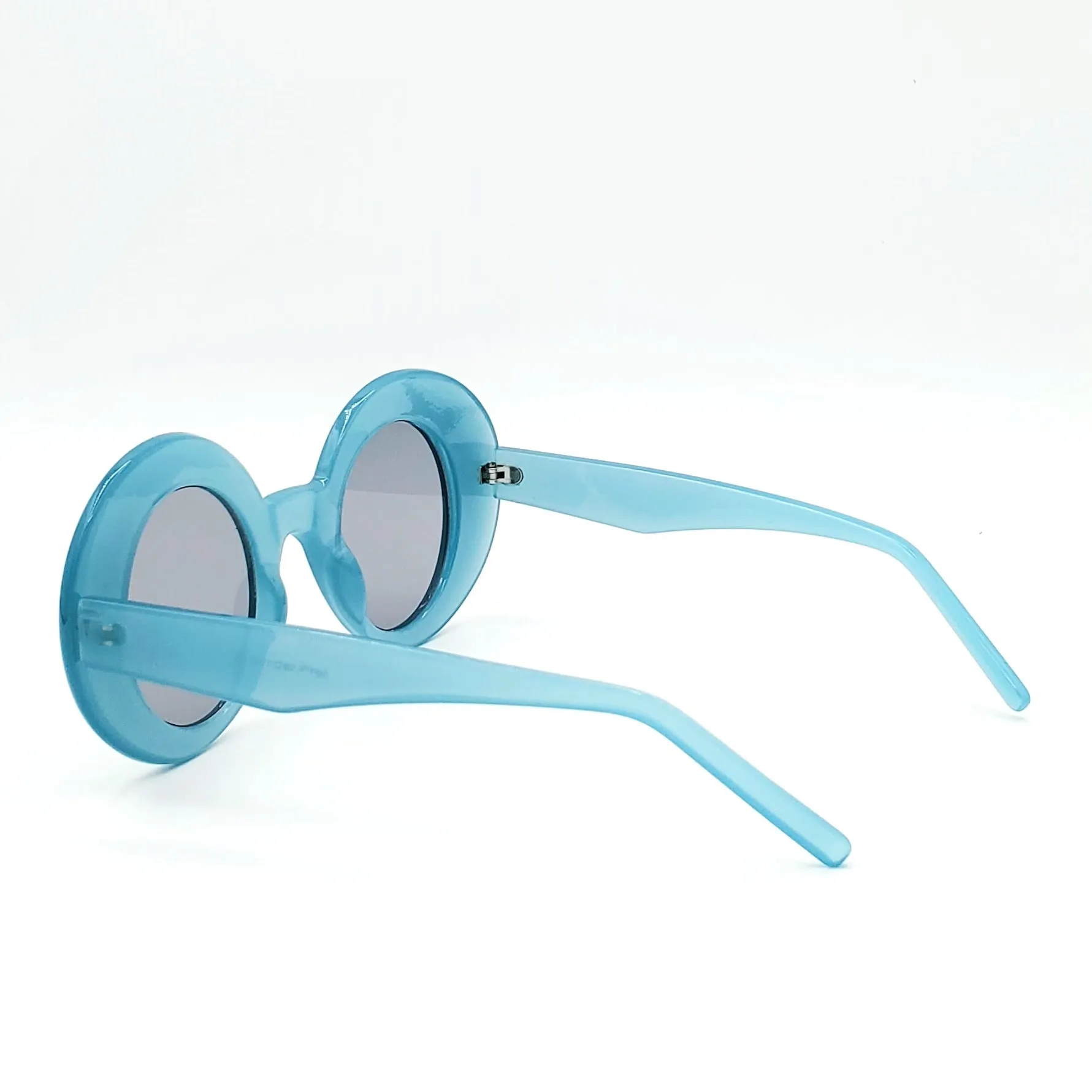 Thick Frame Round Sunglasses - Blue