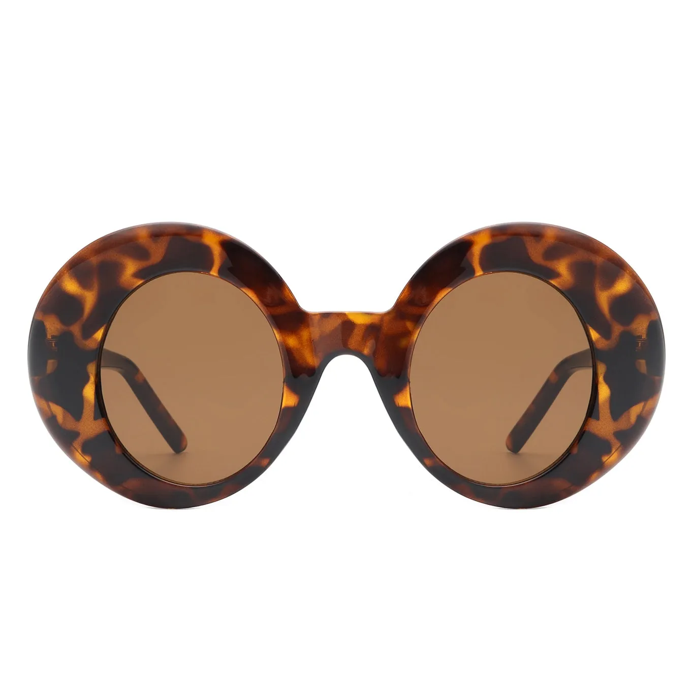 Thick Frame Round Sunglasses - Tortoiseshell