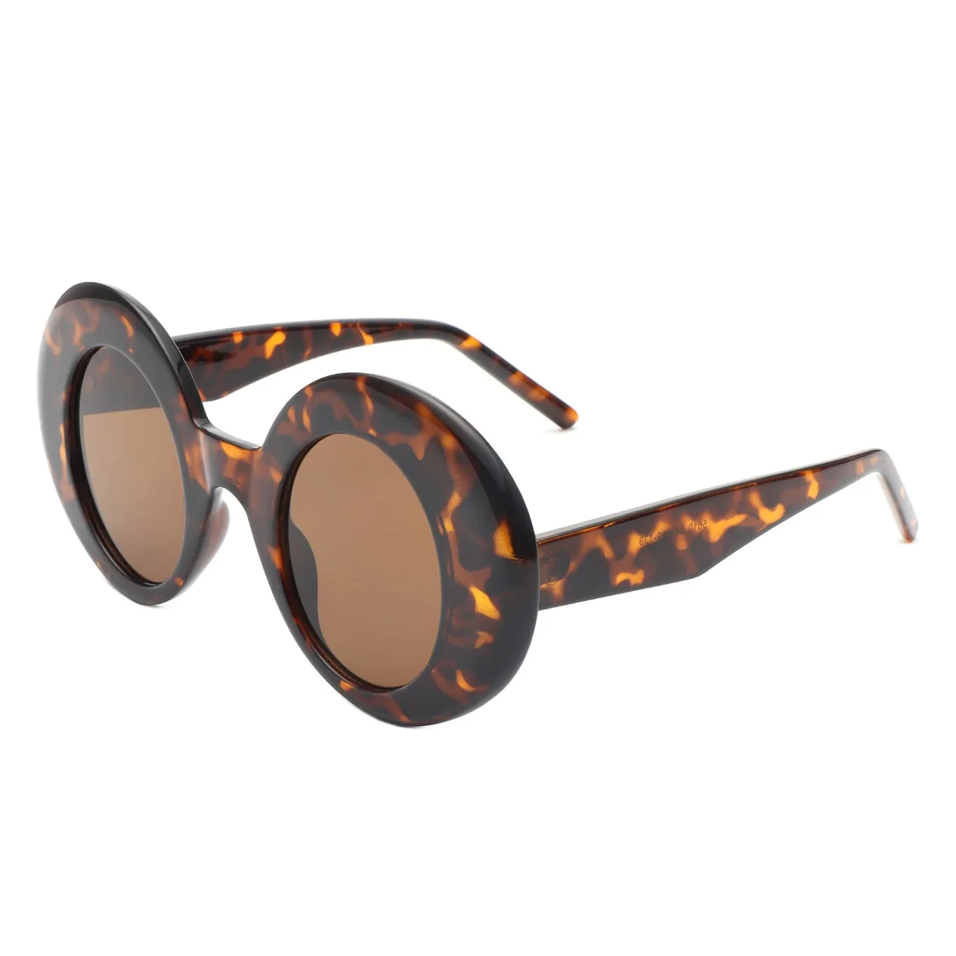 Thick Frame Round Sunglasses - Tortoiseshell