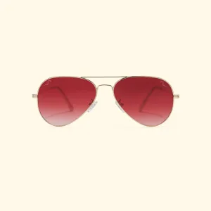 TV EYE Aviators (Gold w/Dark Red Gradient Lense)