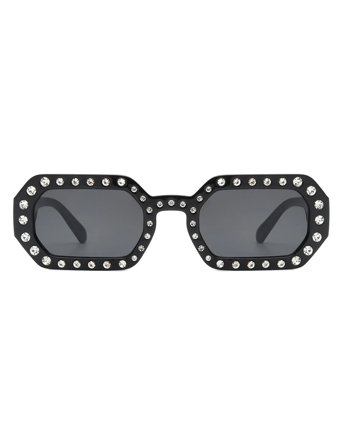 Whisp - Square Retro Rhinestone Tinted Geometric Fashion Sunglasses