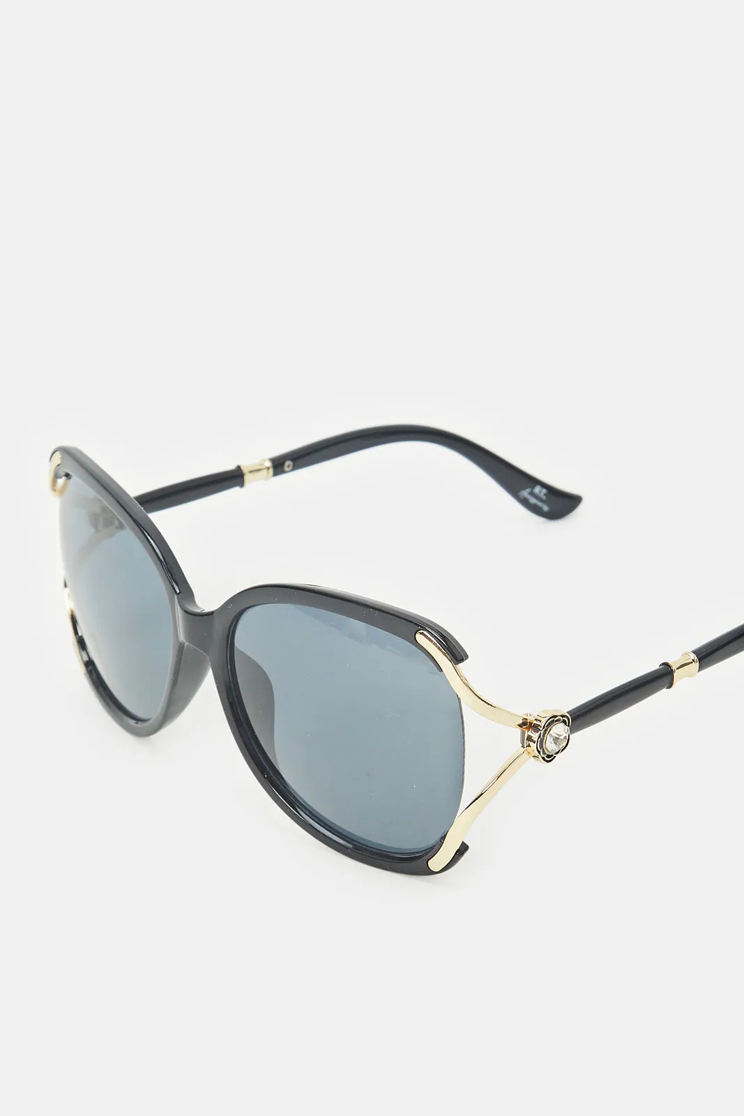 Women Black Embellished Oversized Sunglasses