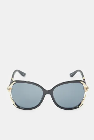 Women Black Embellished Oversized Sunglasses