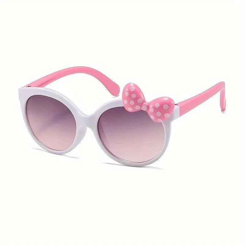 Y2K Trendy Sunglasses Adorable Round Frames with Fresh Bow Decor