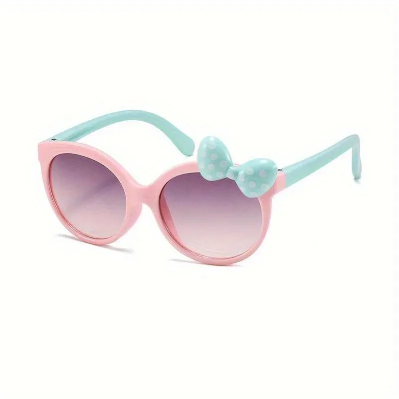 Y2K Trendy Sunglasses Adorable Round Frames with Fresh Bow Decor