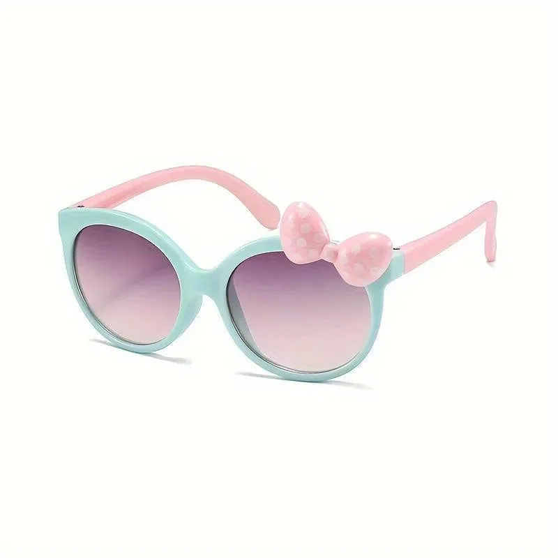 Y2K Trendy Sunglasses Adorable Round Frames with Fresh Bow Decor