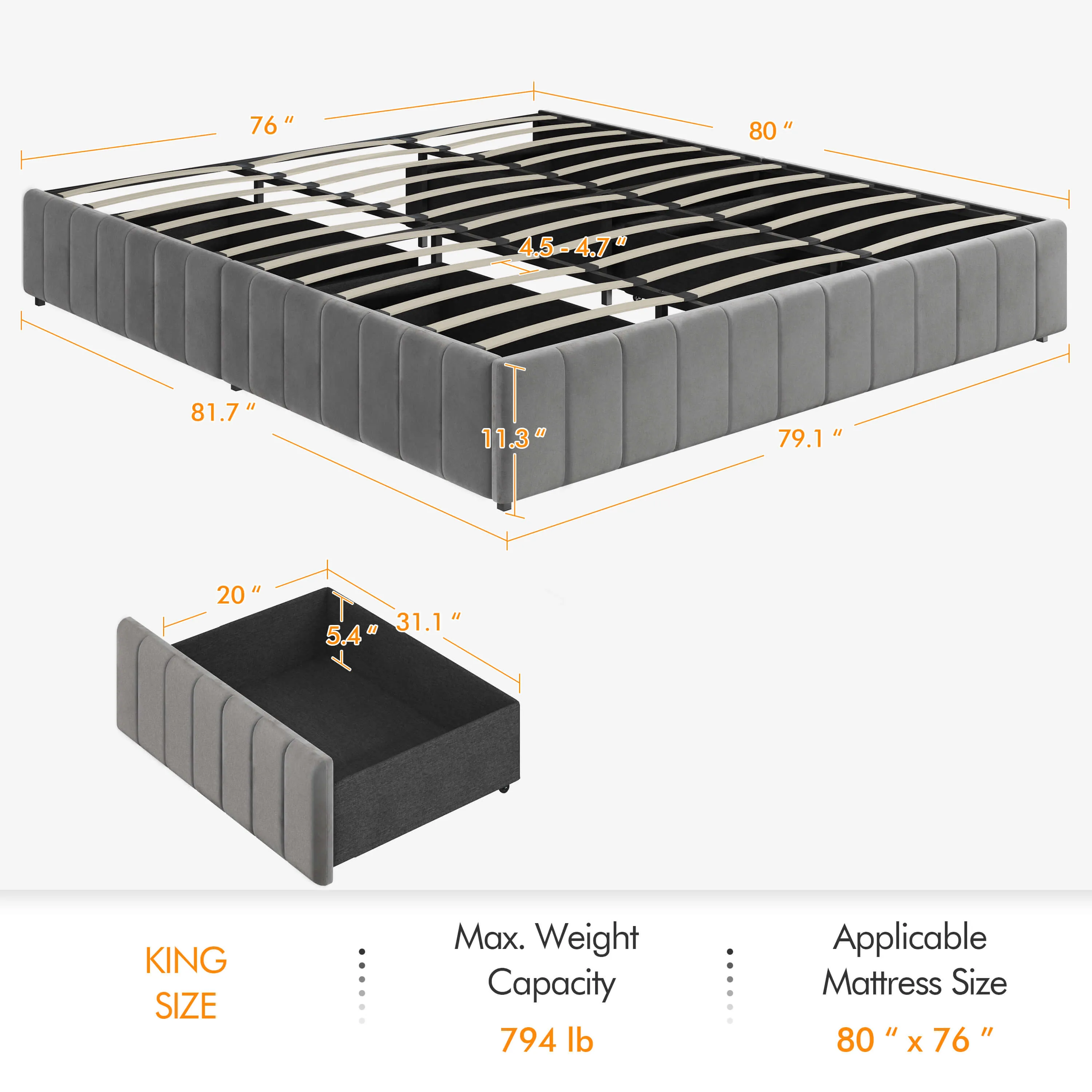 Yaheetech Upholstered Storage Bed